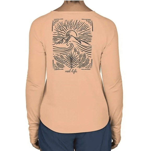 Reel Life Jax Beach Peach UV Long Sleeve Breathable Thumb Hole Shirt XXL NWT - Picture 1 of 8